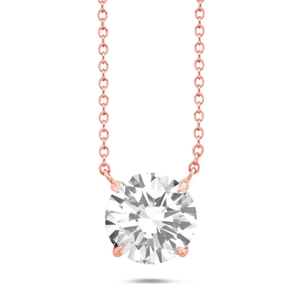 商品Nicole Miller|Sterling Silver and 14k Rose Gold Overlay Gemstone Round Solitaire Pendant Necklace on 18 Inch Adjustable Chain,价格¥398,第3张图片详细描述