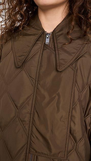 厚织尼龙布料绗缝大衣商品第5张图片规格展示