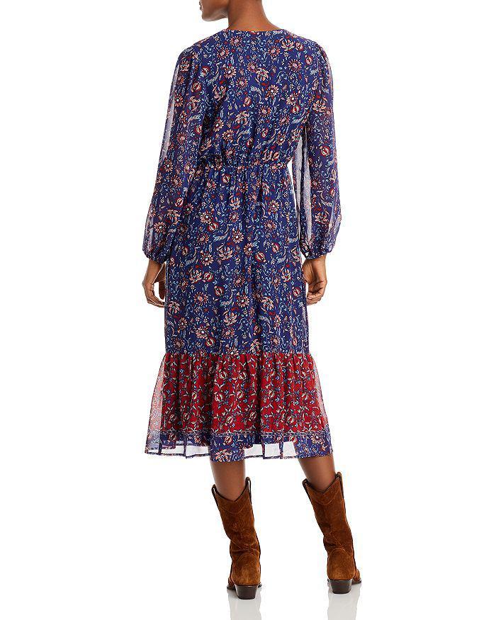 商品AQUA|Floral Sheer Puff Sleeve Midi Dress - 100% Exclusive,价格¥352,第5张图片详细描述