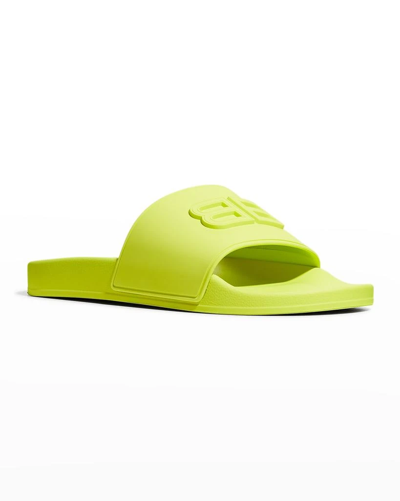 商品Balenciaga|Men's BB-Logo Tonal Pool Slides,价格¥1905,第2张图片详细描述
