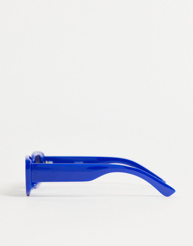 ASOS DESIGN mid rectangle sunglasses in blue with smoke lens商品第4张图片规格展示