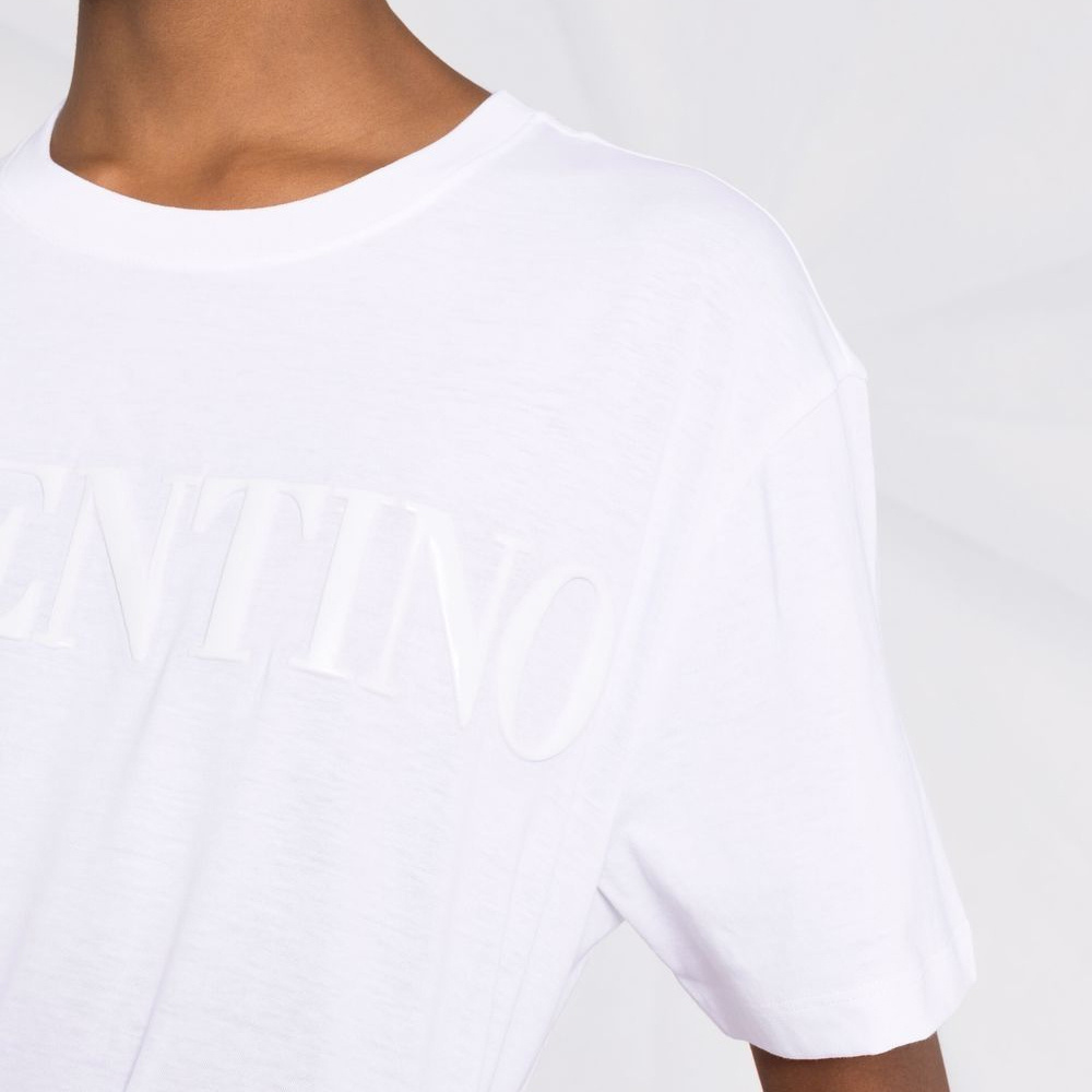商品Valentino|VALENTINO 女士白色棉质圆领短袖T恤 XB3MG16J-6WU-0BO,价格¥2505,第1张图片