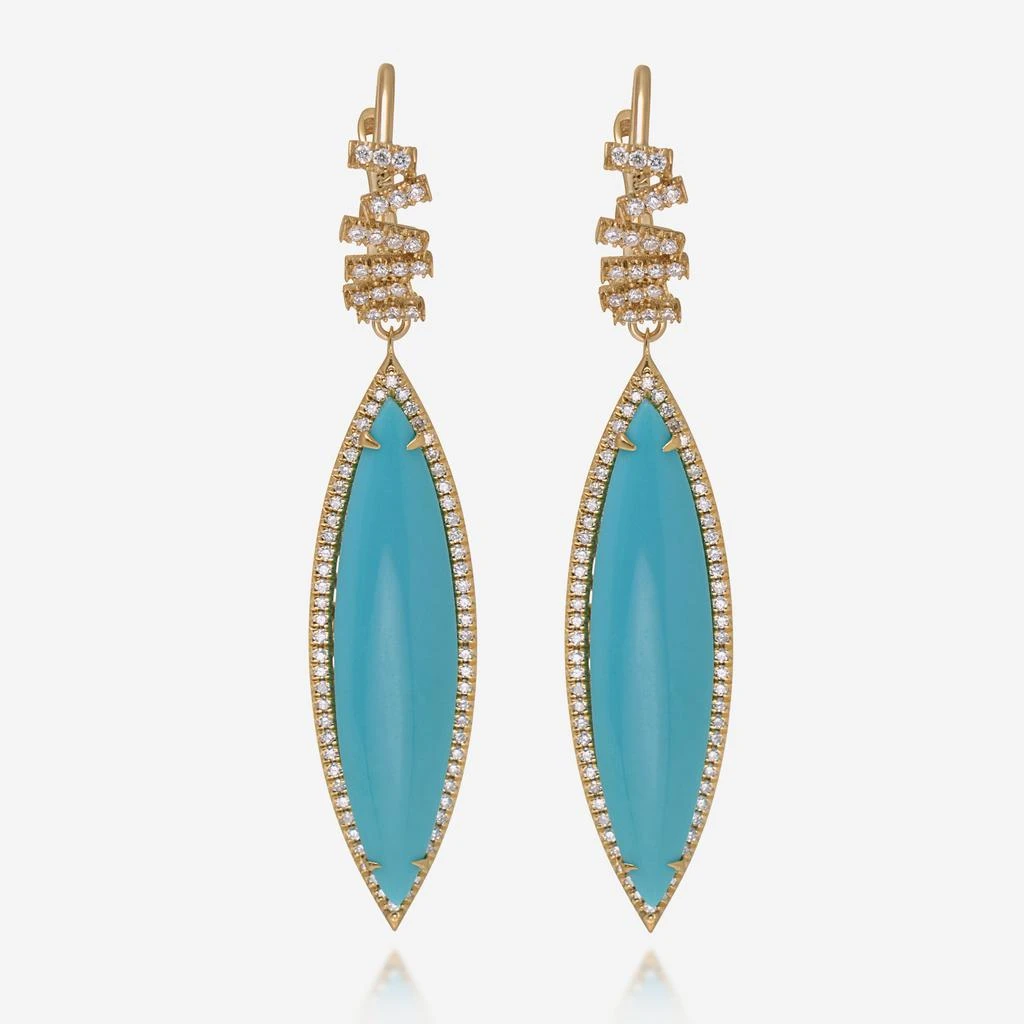 商品Suzanne Kalan|Suzanne Kalan 18K Yellow Gold, Diamond and Turquoise Drop Earrings AE157-YGTRQ,价格¥15512,第1张图片