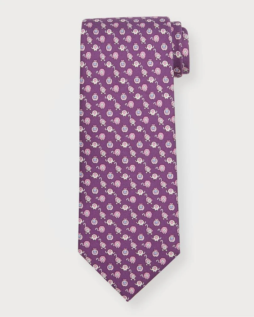 商品Salvatore Ferragamo|Men's 4-Pippo Animal Print Silk Tie,价格¥1642,第1张图片