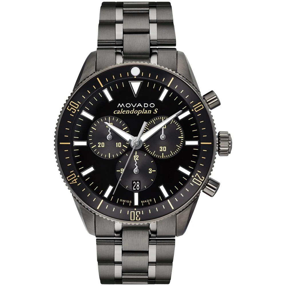 商品Movado|Men's Heritage Ionic Plated Gray Steel Bracelet Watch 42mm,价格¥6719,第1张图片