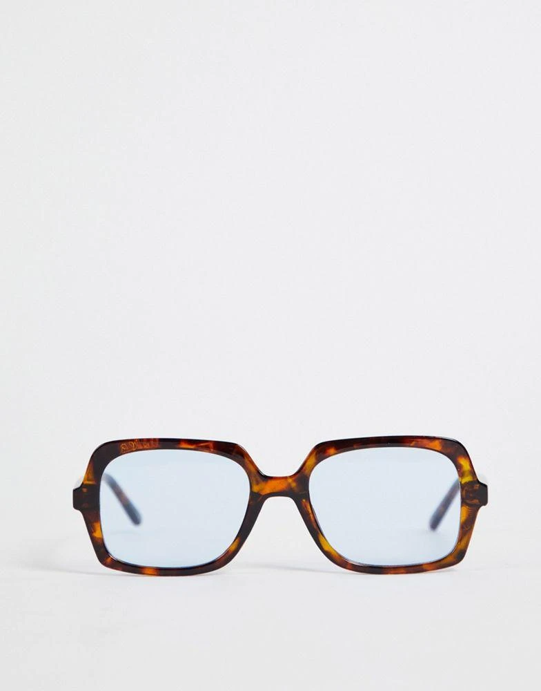 商品ASOS|ASOS DESIGN square sunglasses in tortoiseshell with blue lens,价格¥45,第3张图片详细描述