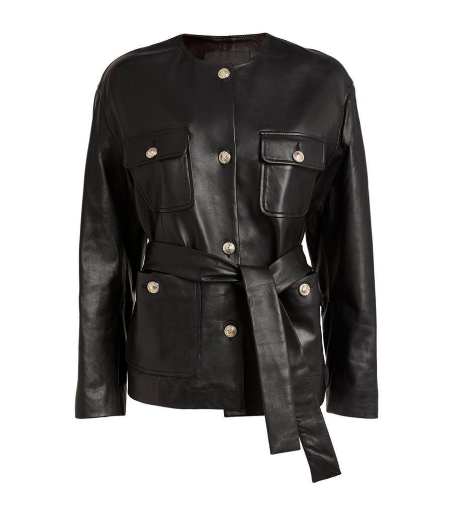 商品Maje|Leather Shirt Jacket,价格¥4471,第1张图片