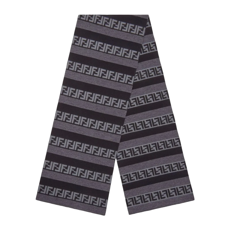 FENDI 男士黑灰拼色围巾 FXS124-AH84-F13C0 商品
