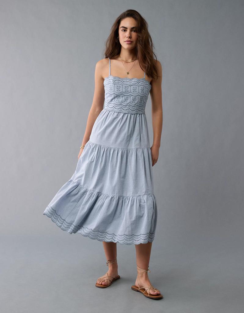 ae gauze tiered midi dress AE Asymmetrical Tiered Midi Dress