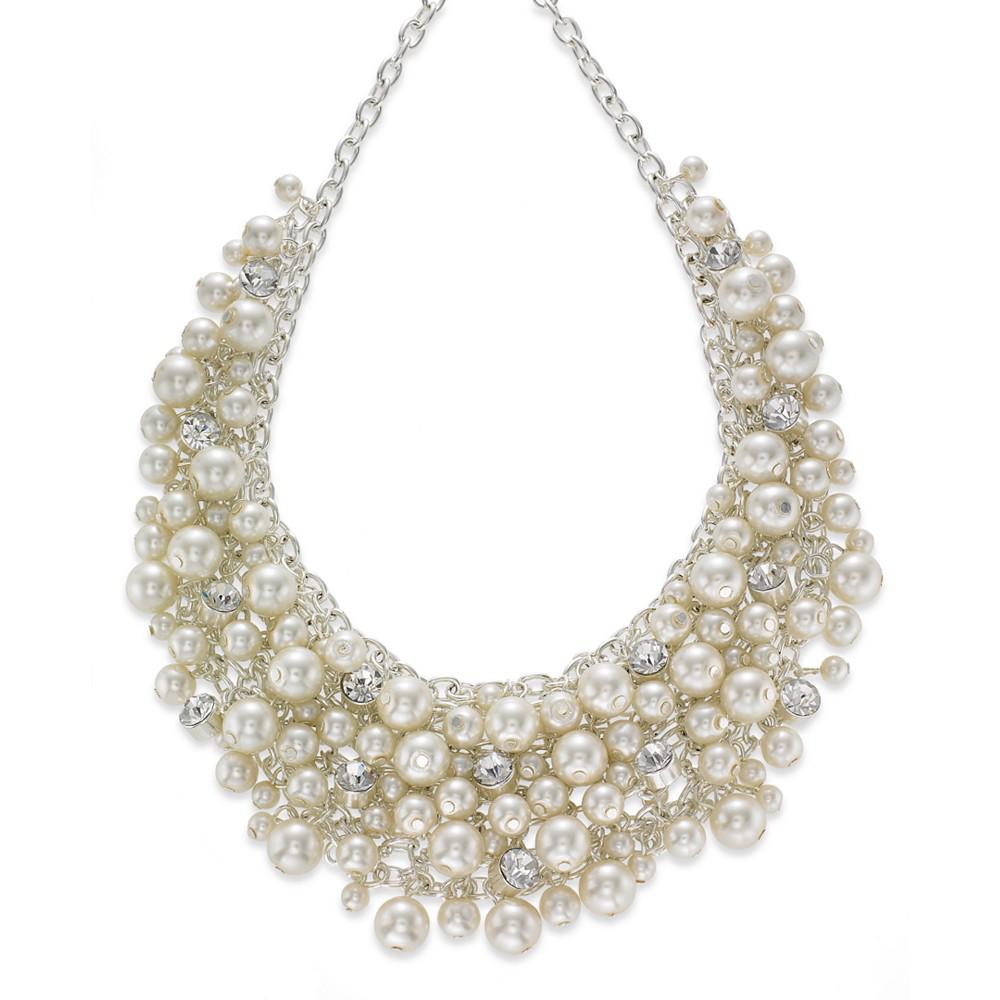 16" Glass Pearl Cluster Bib Necklace商品第1张图片规格展示