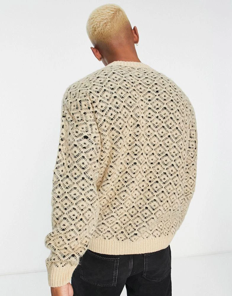 商品ASOS|ASOS DESIGN oversized knitted jumper with pattern detail in beige,价格¥203,第3张图片详细描述