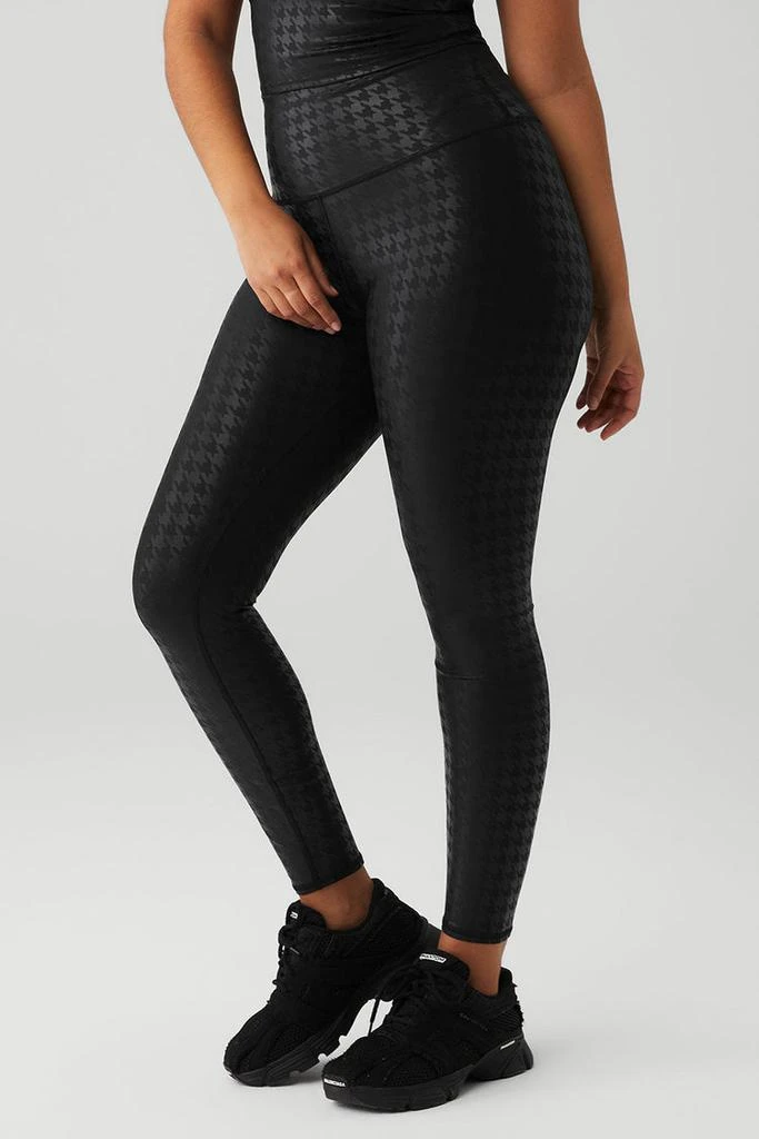 商品Alo|Airlift High-Waist Glimmer Houndstooth Legging - Black,价格¥847,第3张图片详细描述
