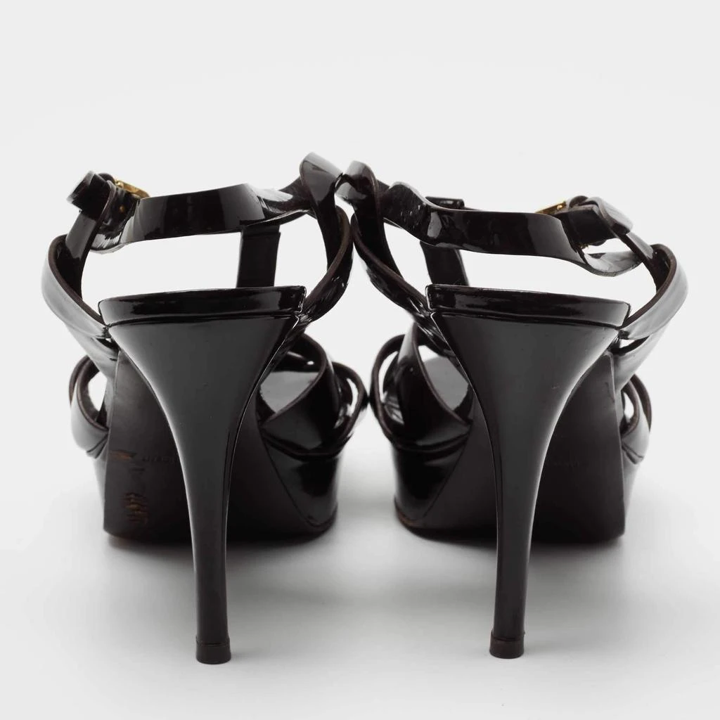 商品[二手商品] Yves Saint Laurent|Saint Laurent Dark Brown Patent Leather Tribute Platform Sandals Size 40,价格¥2368,第5张图片详细描述