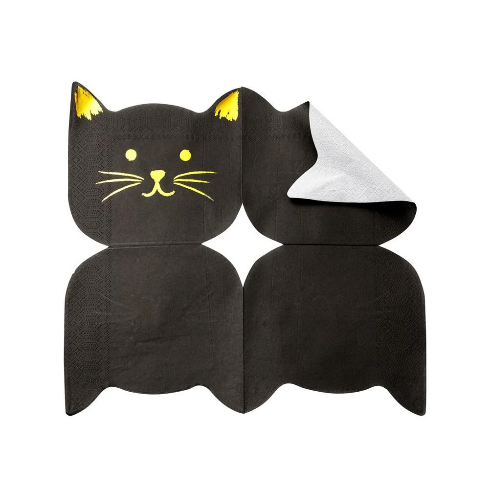 商品Blue Panda|50 Pack Black Cat Cocktail Napkins with Gold Foil Accents for Birthday Party Supplies, Halloween Decorations (6.5 x 6.2 In),价格¥90,第3张图片详细描述