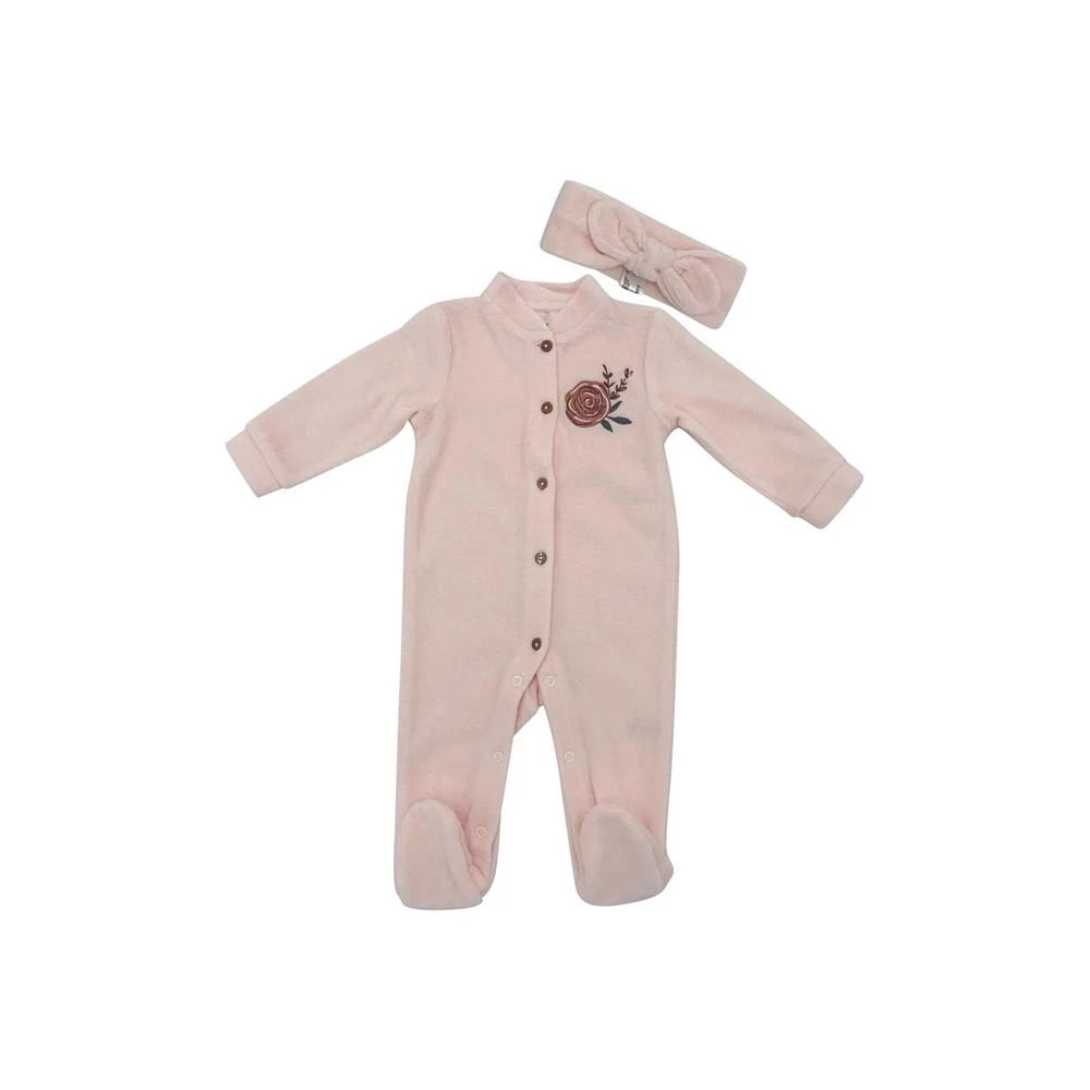 商品Chickpea|Baby Girls Cozy Footed Coverall with Headband, 2 Piece Set,价格¥39,第1张图片