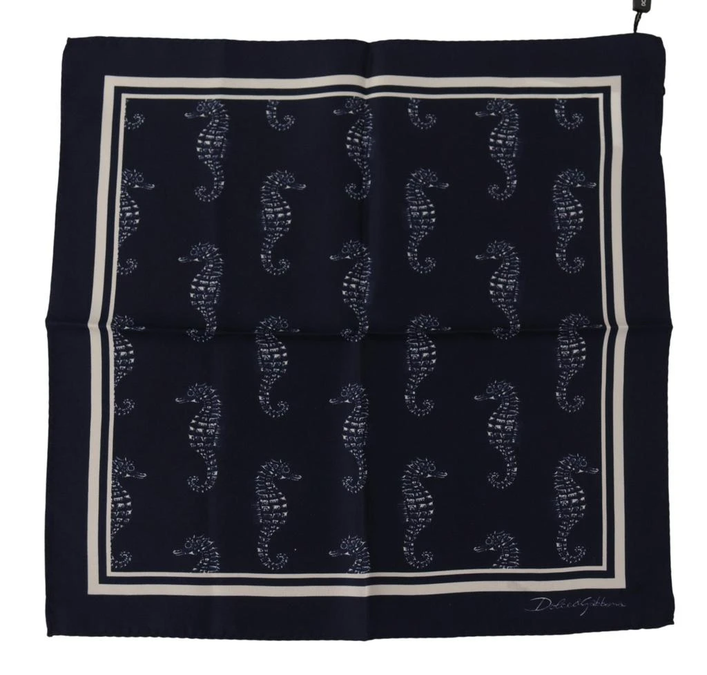 商品Dolce & Gabbana|Dolce & Gabbana Blue Seahorse DG Printed Square Handkerchief Scarf,价格¥979,第1张图片