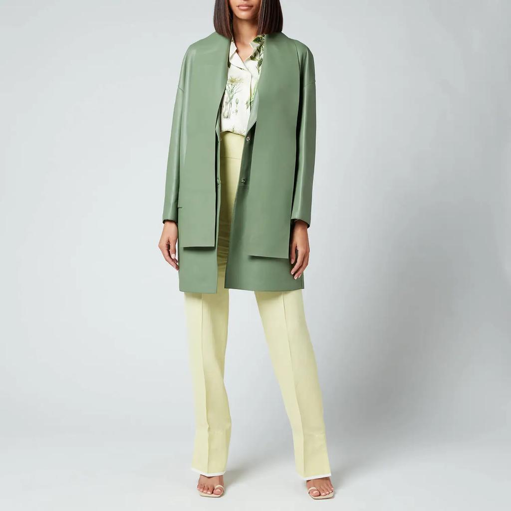 商品Salvatore Ferragamo|Salvatore Ferragamo Women's Long Leather Coat - Hedren Green,价格¥6275,第5张图片详细描述