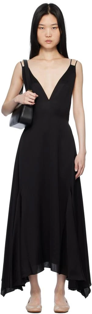 商品Lanvin|Black Silk Bowling Midi Dress,价格¥11619,第1张图片