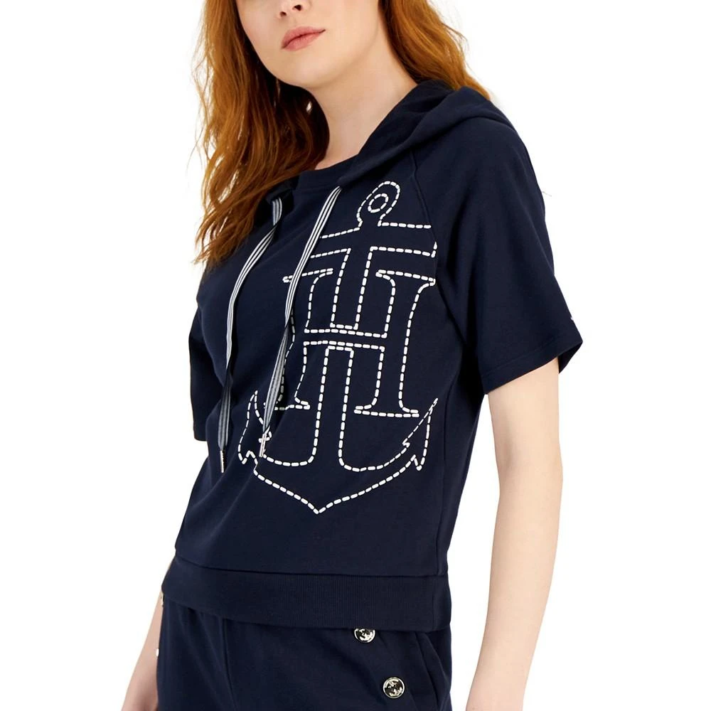 商品Tommy Hilfiger|Women's Anchor Short-Sleeve Hooded Sweatshirt,价格¥402,第3张图片详细描述