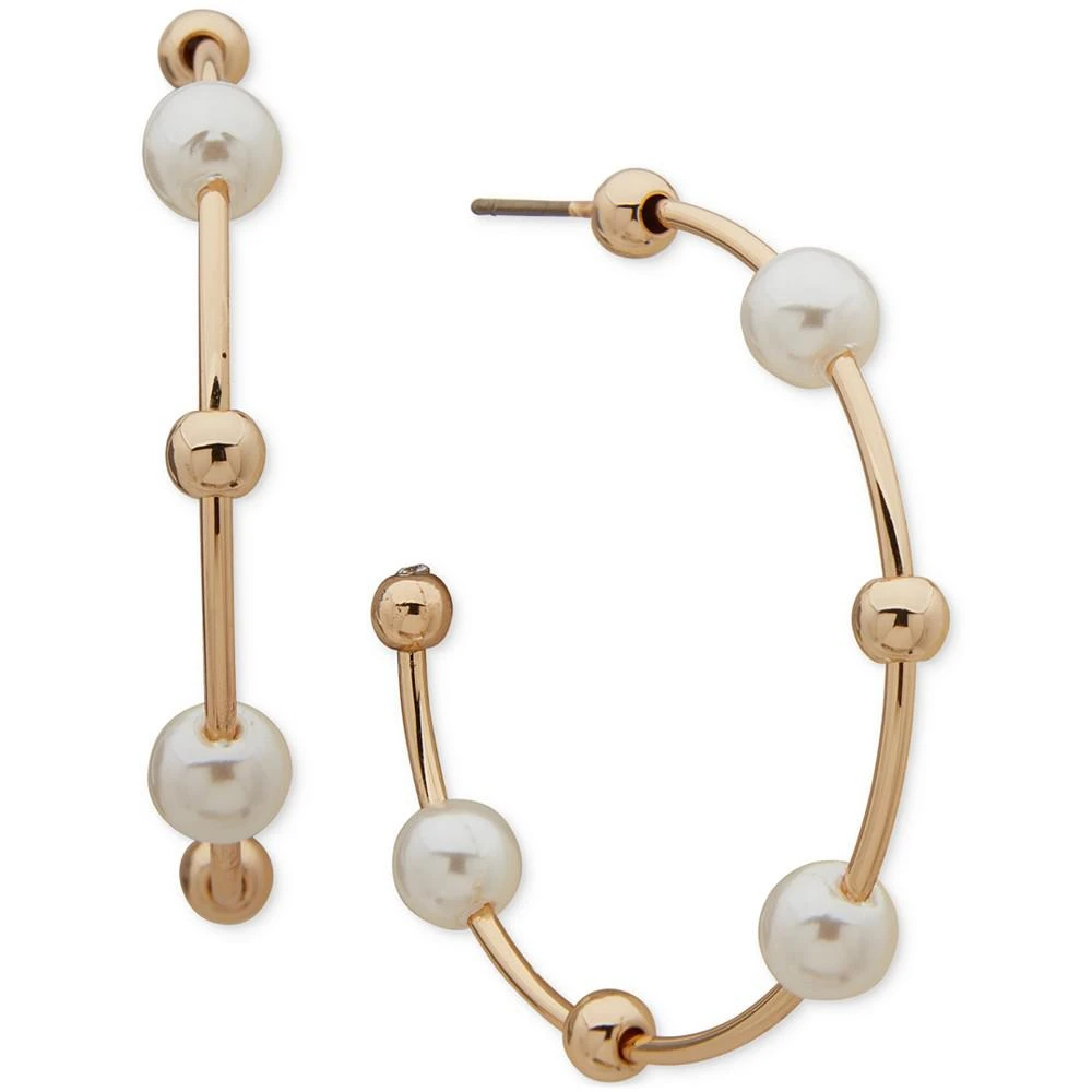 商品Anne Klein|Gold-Tone & Imitation Pearl Beaded C-Hoop Earrings,价格¥209,第1张图片