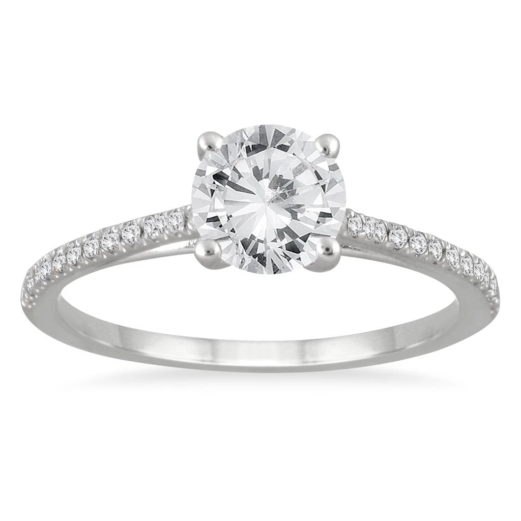 商品SSELECTS|Ags Certified 1 1/10 Carat Tw Cathedral Engagement Ring In 14K White Gold,价格¥16274,第1张图片