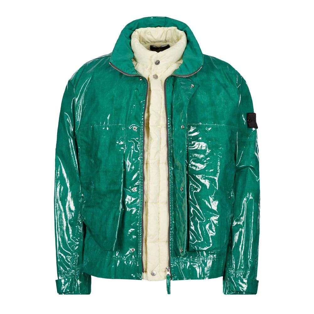 商品Stone Island|Stone Island Shadow Project Glass Poplin Double Face Print Jacket / Gilet - Emerald Green,价格¥6870,第1张图片