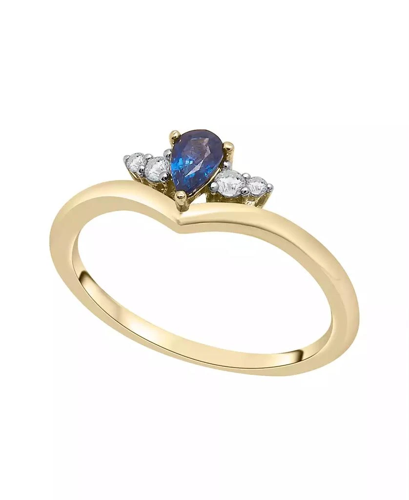 商品Macy's|Blue and White Sapphire Ring in 14K Yellow Gold Over Sterling Silver,价格¥561,第1张图片