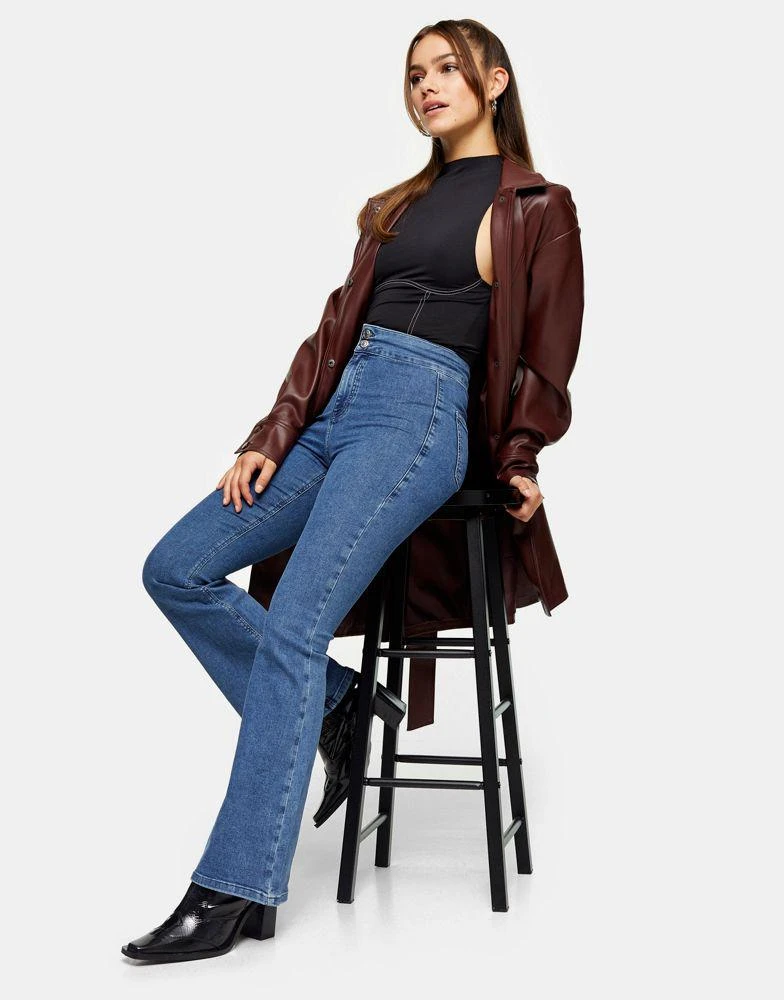 商品Topshop|Topshop Petite Joni flare jean in mid blue,价格¥191,第4张图片详细描述