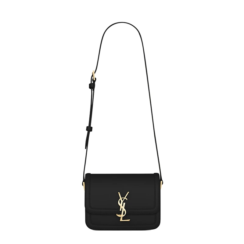 商品Yves Saint Laurent|SAINT LAURENT PARIS/圣罗兰 YSL SOLFERINO系列 哑光黑色小牛皮金扣翻盖小号斜挎单肩包6343060SX0W1000,价格¥19276,第1张图片