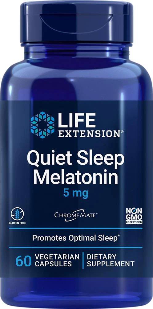 商品Life Extension|Life Extension Quiet Sleep Melatonin, 60 vegetarian - 5 mg (5 mg, 60 vegetarian capsules),价格¥97,第1张图片