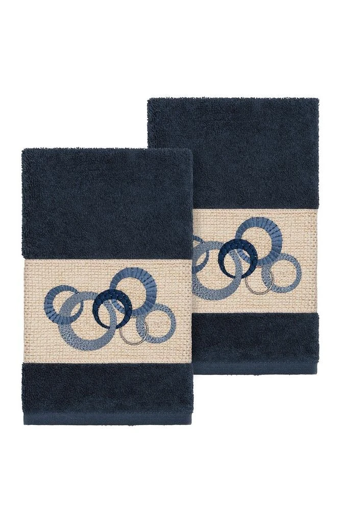 商品Linum Home Textiles|Annabelle Embellished Hand Towel - Set of 2 - Midnight Blue,价格¥433,第1张图片