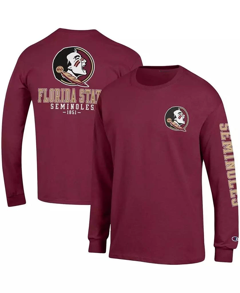 商品CHAMPION|Men's Garnet Florida State Seminoles Team Stack Long Sleeve T-shirt,价格¥228,第1张图片