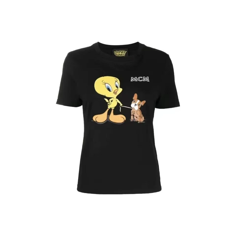商品MCM|MCM/恩思恩 x Looney Tunes 联名款卡通图案印花圆领套头短袖T恤 女款 黑色MFTDSMM08BK00-BLACK,价格¥2649,第1张图片