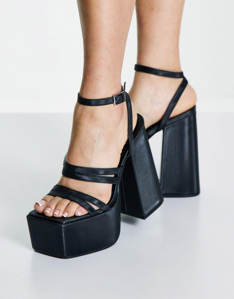Topshop Rogue high platform sandal in black商品第2张图片规格展示