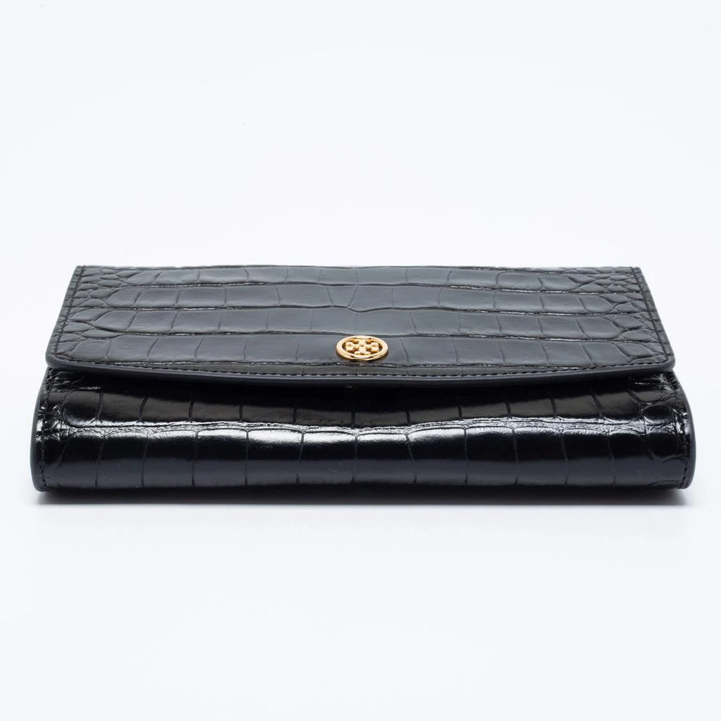 Tory Burch Black Croc Embossed Leather Robinson Wallet on Chain 商品