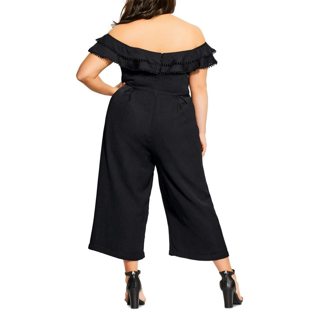 商品City Chic|City Chic Womens Plus Renata Ruffled Wide Leg Jumpsuit,价格¥178,第2张图片详细描述