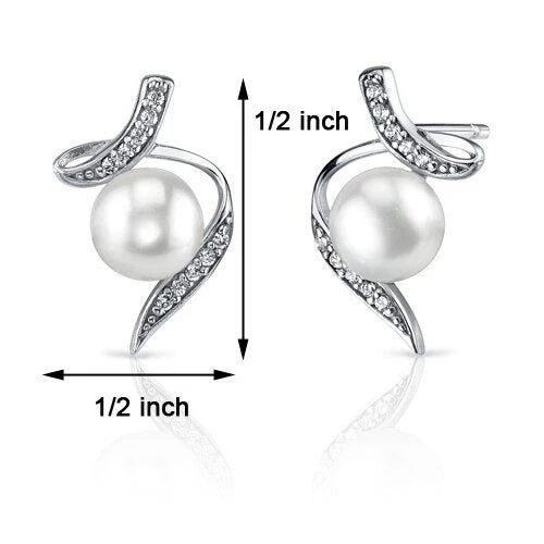 商品Peora|Freshwater Pearl Earrings Sterling Silver Round Button 6.5mm,价格¥378,第2张图片详细描述