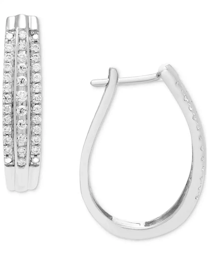 商品Macy's|Diamond Triple Row Oval Hoop Earrings (1/2 ct. t.w.) in 10k White Gold,价格¥6883,第1张图片