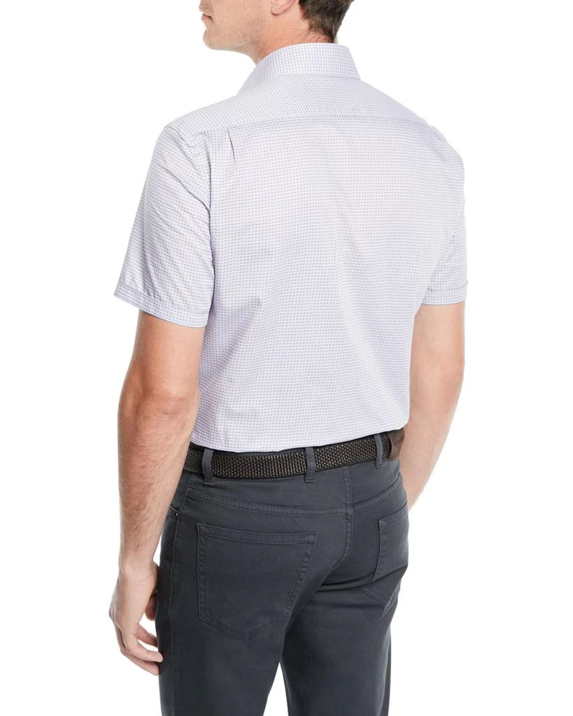 商品Zegna|Men's Woven Micro-Dot Cotton Short-Sleeve Shirt,价格¥1468,第2张图片详细描述