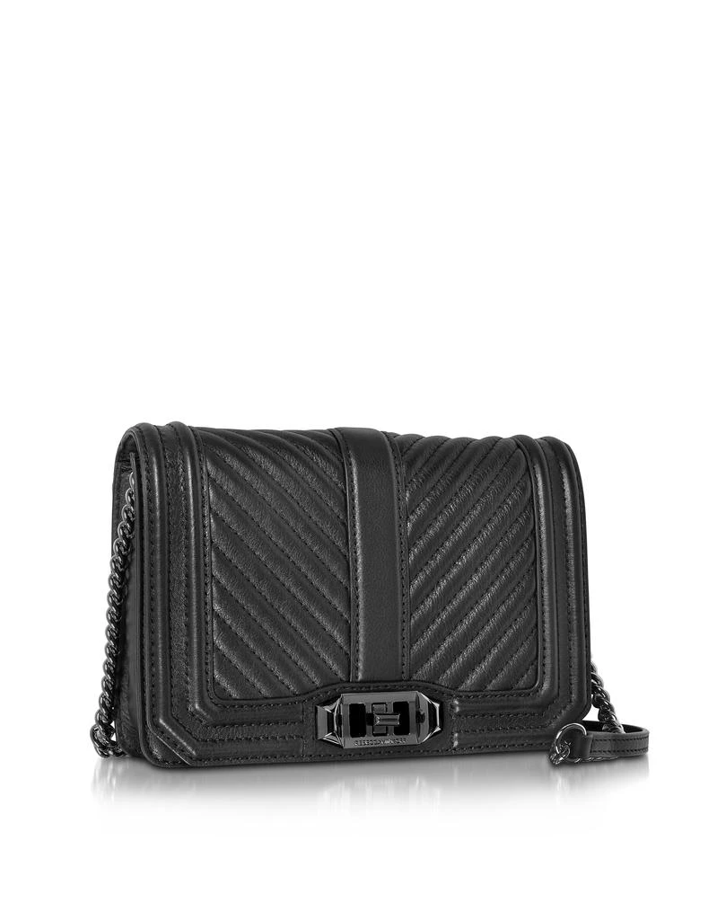 商品Rebecca Minkoff|黑色雪佛龙绗缝皮革小号Love 斜挎包,价格¥1304,第4张图片详细描述