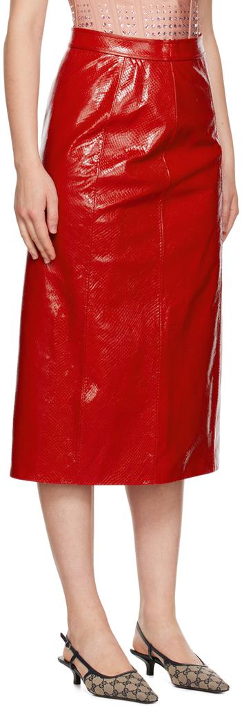 红色 Python 皮革半身裙商品第2张图片规格展示
