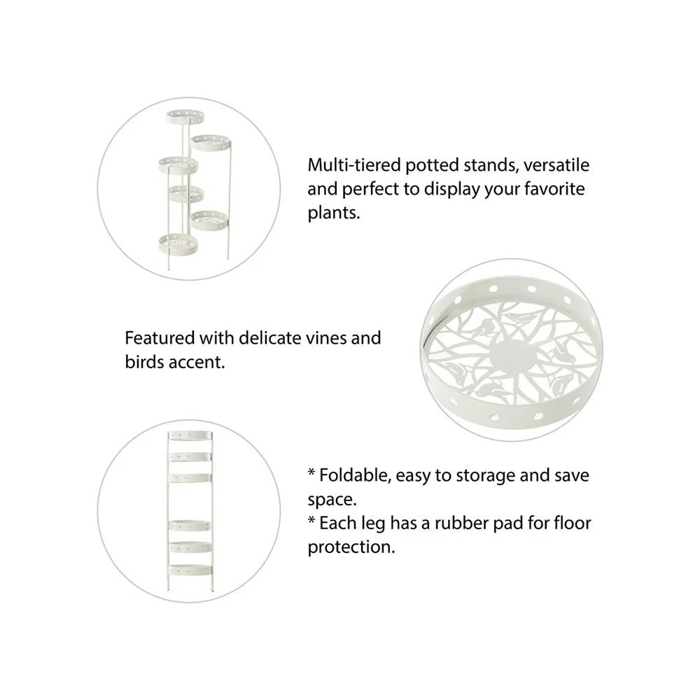 Foldable Multi-Tiered Round Metal Planter Stand, 32.25" 商品