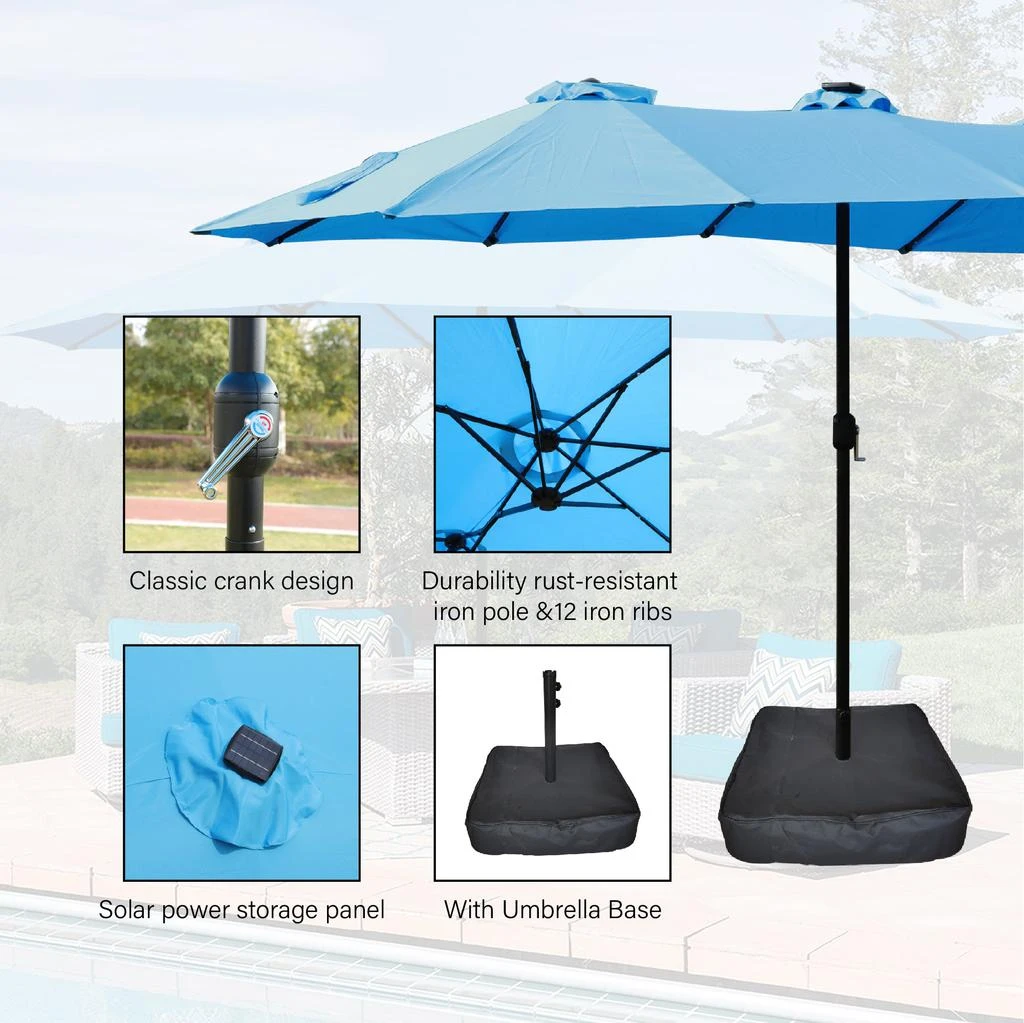 商品Streamdale Furniture|Streamdale 15ft Double-Sided Market Umbrella with Crank Lift for Ample Shade,价格¥2680,第2张图片详细描述