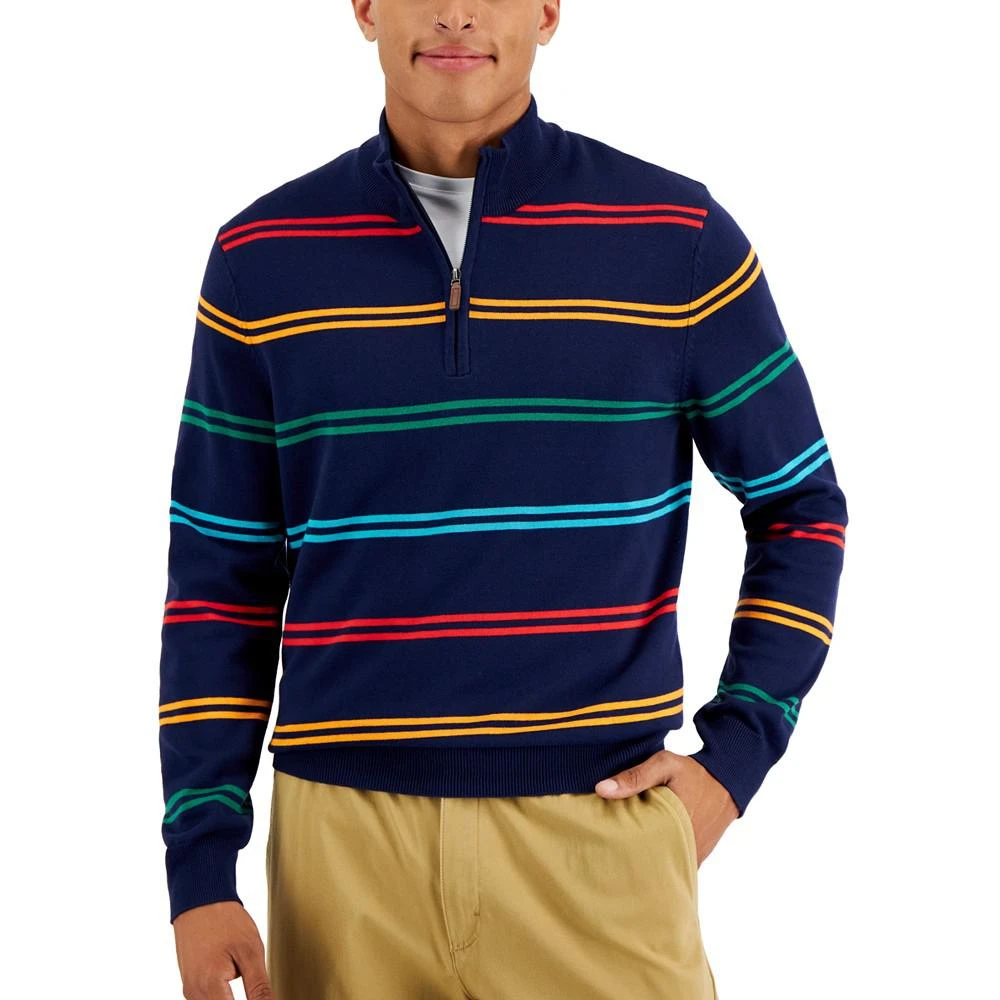 商品Club Room|Men's Jolly Stripe Quarter-Zip Sweater, Created for Macy's,价格¥183,第1张图片