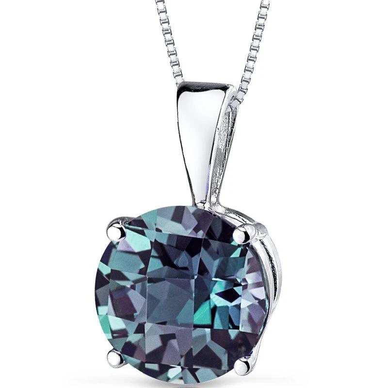 商品Peora|Alexandrite Pendant Necklace 14 Karat White Gold Round,价格¥1506,第1张图片