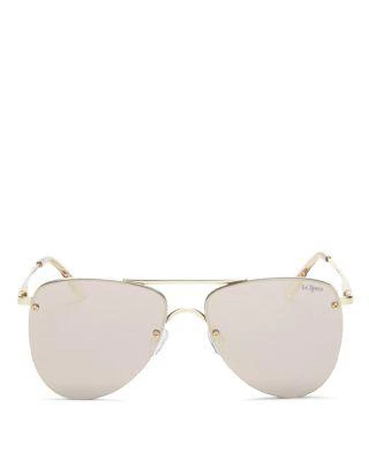 商品Le Specs|Women's The Prince Mirrored Rimless Brow Bar Aviator Sunglasses, 57mm,价格¥666,第1张图片