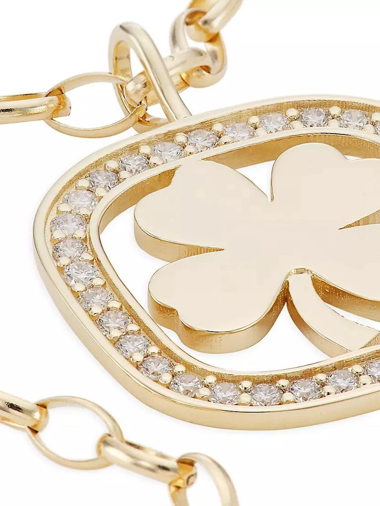 商品Sydney Evan|XL Clover 14K Gold & Diamond Open Icon Charm Necklace,价格¥28978,第4张图片详细描述
