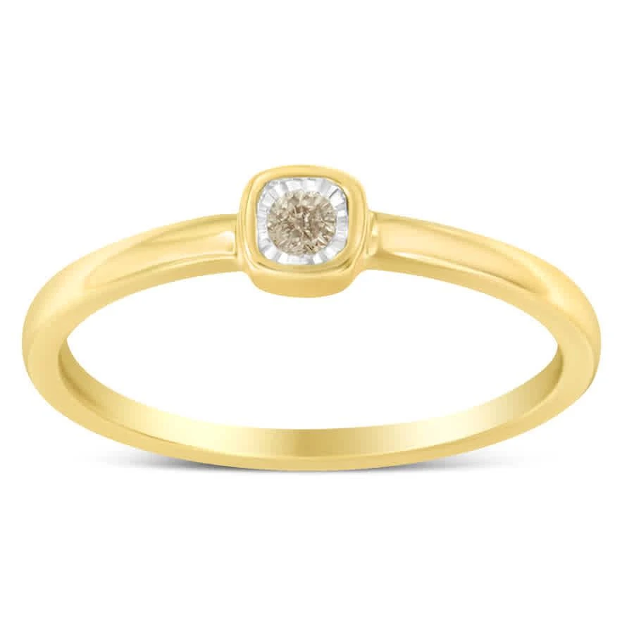 商品Haus of Brilliance|2 Micron 14K Yellow Gold Plated Sterling Silver 1/20ct TDW Miracle set Diamond Ring.(J-K,价格¥967,第2张图片详细描述