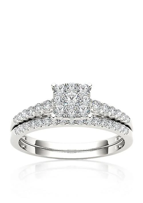 商品Belk & Co.|Co. 1 2 Ct. T.w. Diamond Cluster Engagement Ring Set In 10K White Gold,价格¥5848,第1张图片