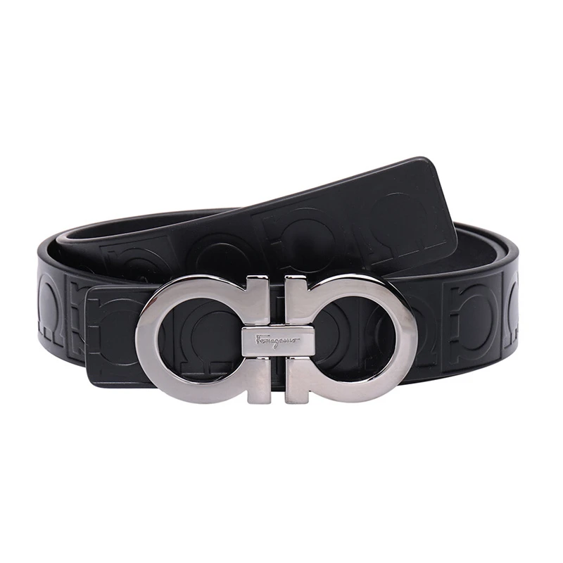商品[国内直发] Salvatore Ferragamo|Salvatore Ferragamo 菲拉格慕 男士黑色皮革腰带 67-9169-0587182【包装随机，部分无包装盒】,价格¥2636,第1张图片